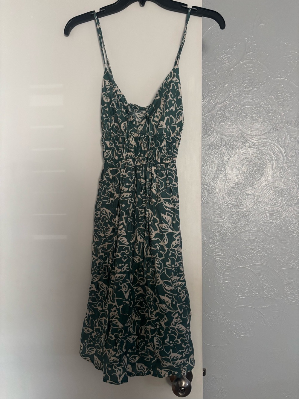 Green Floral Print Spaghetti Strap Dress